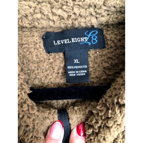 LEVEL 8-WOMENS BROWN COZY FULL ZIPUP CLOSURE SIDE POCKETS SHERPA SWEATER SIZE XL - Picture 3 of 6